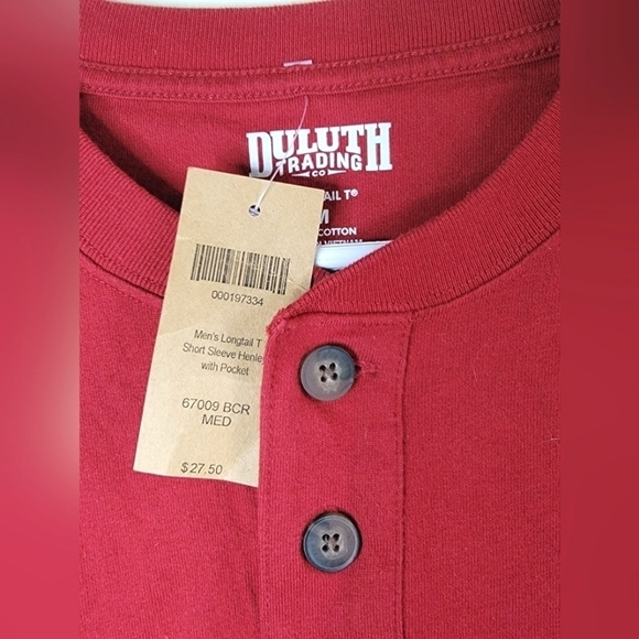 NWT Men's Duluth Trading Co Longtail Short Sleeve Henley, Size Medium - Picture 2 of 2